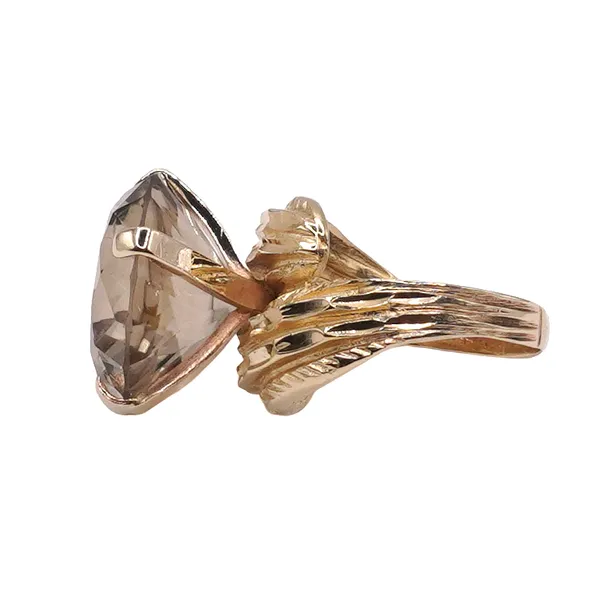 16mm Round Smokey Quartz Ring- 14k Yellow Gold Image 2 Lumina Gem Hampstead, NC