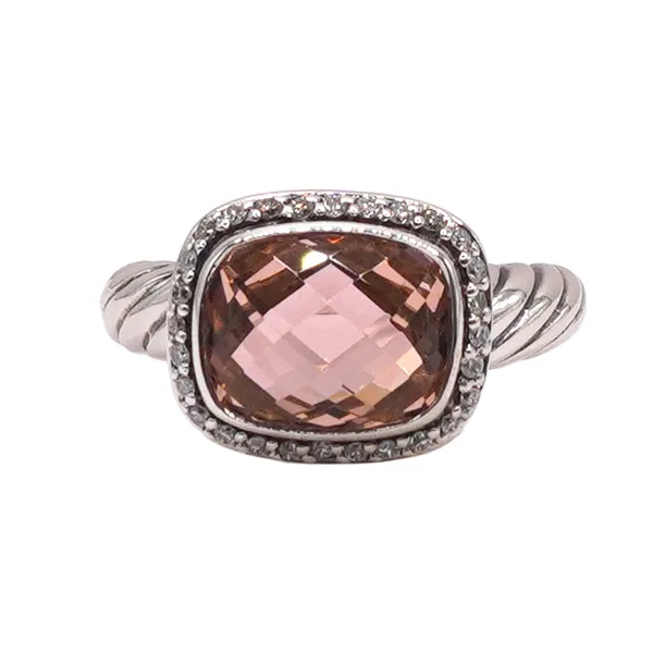 David Yurman Sterling Silver Noblesse Morganite and Diamond Ring Lumina Gem Hampstead, NC