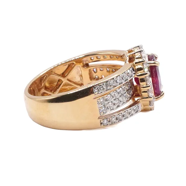 Approximately 2ct Ruby and Diamond Ring- 14k Yellow Gold Image 2 Lumina Gem Hampstead, NC