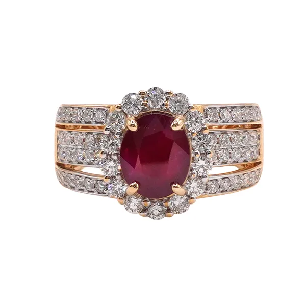 Approximately 2ct Ruby and Diamond Ring- 14k Yellow Gold Lumina Gem Hampstead, NC