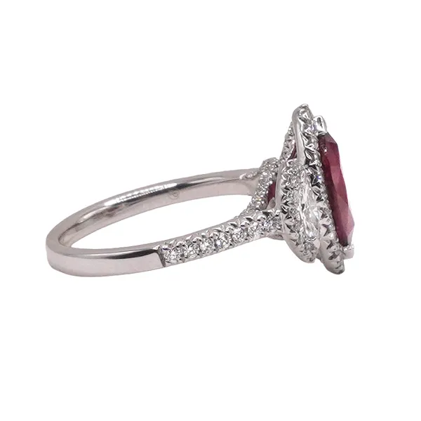 1.58ct Marquise Cut Ruby and Diamond Ring- Platinum Image 2 Lumina Gem Hampstead, NC