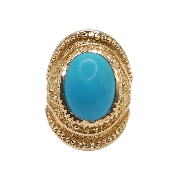 Oval Turquoise Ring- 18k Yellow Gold Lumina Gem Hampstead, NC