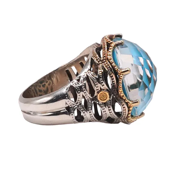 Tacori Turquoise and Quartz Ring with 18k Yellow Gold Accents- Sterling Silver Image 2 Lumina Gem Hampstead, NC