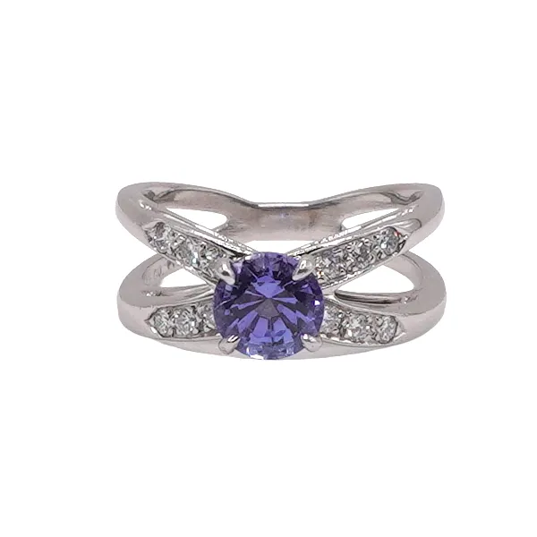 Tiffany and Co. Tanzanite and Diamond X Ring- Platinum Lumina Gem Hampstead, NC