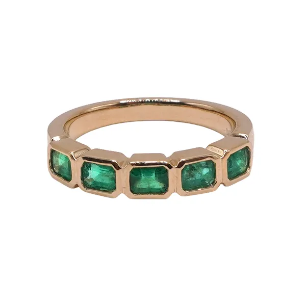 David Kord .98ctw Emerald Bezel Set Band- 14k Yellow Gold Lumina Gem Hampstead, NC