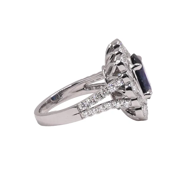 4.95ct Oval Sapphire and 1.78ctw Diamond Ring- 18k White Gold Image 2 Lumina Gem Hampstead, NC