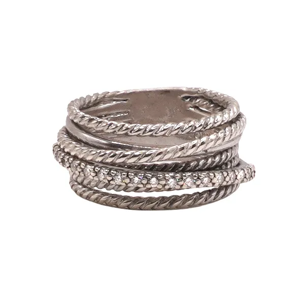 David Yurman Sterling Silver and Diamond Crossover Band Lumina Gem Hampstead, NC