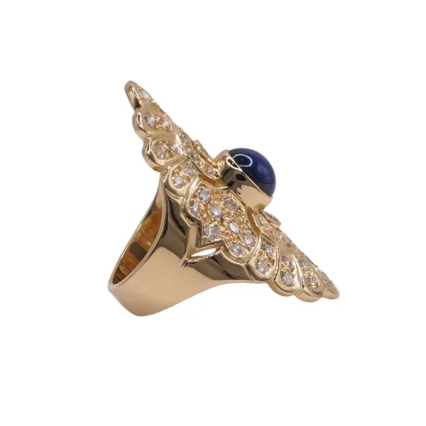 Approximately 1.25ctw Diamond and Cabochon Sapphire Ring- 18k Yellow Gold Image 2 Lumina Gem Wilmington, NC