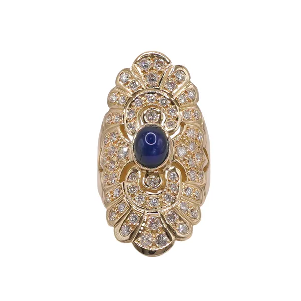 Approximately 1.25ctw Diamond and Cabochon Sapphire Ring- 18k Yellow Gold Lumina Gem Wilmington, NC