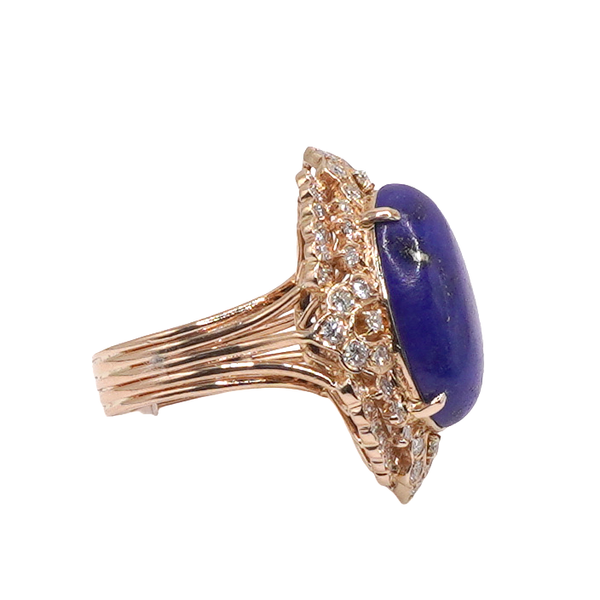 Lapis and Diamond Ring- 14k Yellow Gold Image 2 Lumina Gem Wilmington, NC