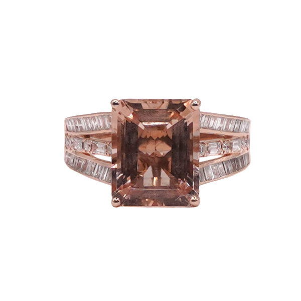 4.10ct Morganite and .44ctw Diamond Ring- 14k Rose Gold Lumina Gem Wilmington, NC