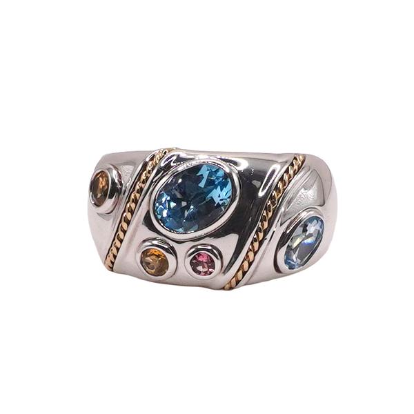 Effy Sterling Silver and 14k Yellow Gold Multi Gemstone Ring Lumina Gem Wilmington, NC