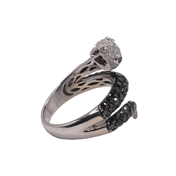 Effy Diamond and Black Diamond Snake Ring- 14k White Gold Image 2 Lumina Gem Wilmington, NC