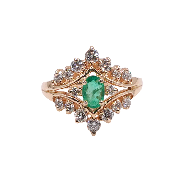 .75ctw Diamond and .50ct Emerald Ring- 14k Yellow Gold Lumina Gem Wilmington, NC