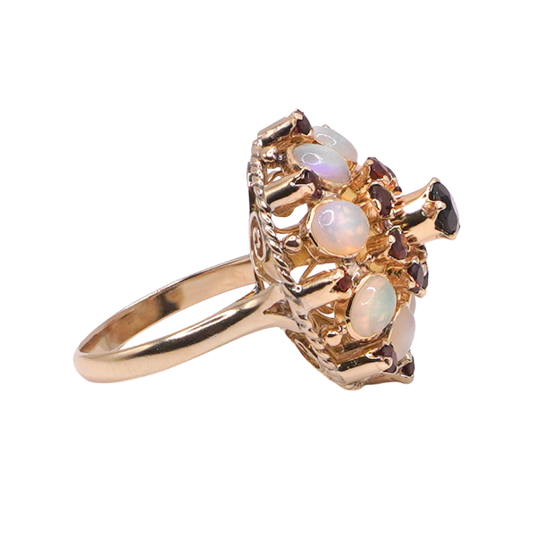 Opal and Garnet Thai Princess Ring- 14k Yellow Gold Image 2 Lumina Gem Wilmington, NC