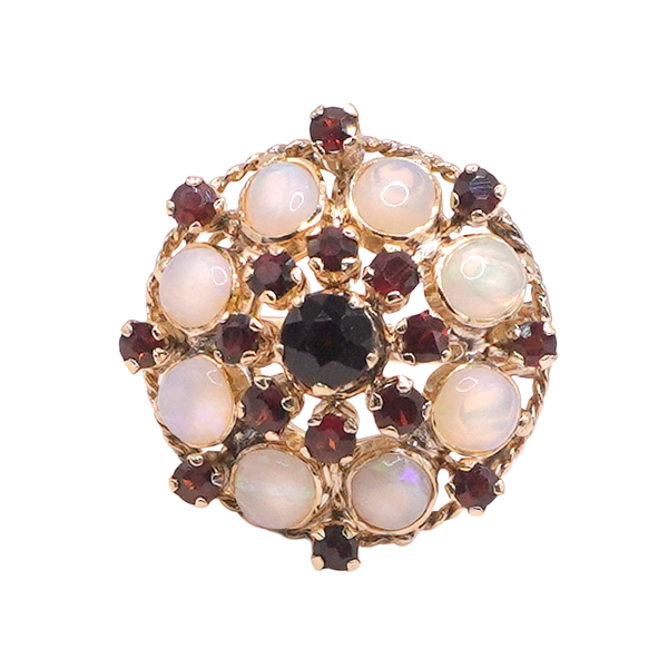 Opal and Garnet Thai Princess Ring- 14k Yellow Gold Lumina Gem Wilmington, NC