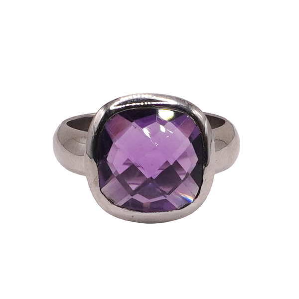 Stephen Estelle Cushion Cut Amethyst Ring- Sterling Silver Lumina Gem Wilmington, NC