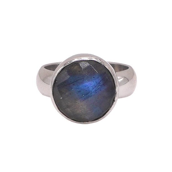 Stephen Estelle Round Labradorite Bezel Set Ring- Sterling Silver Lumina Gem Wilmington, NC