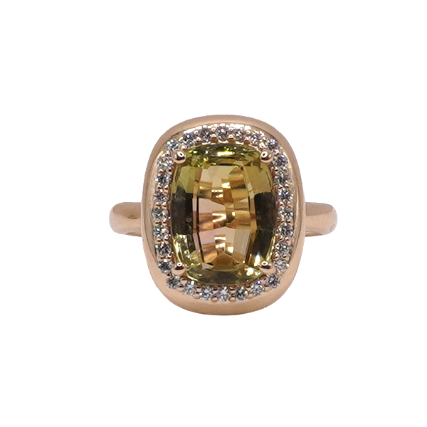 5.70ct Yellow Tourmaline and .34ctw Diamond Ring- 14k Yellow Gold Lumina Gem Wilmington, NC