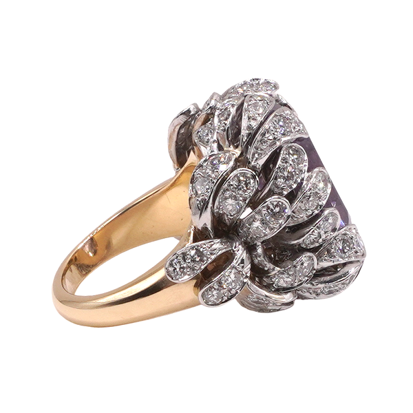 Amethyst and Diamond Ring with 18k Yellow Gold and Platinum Image 3 Lumina Gem Wilmington, NC
