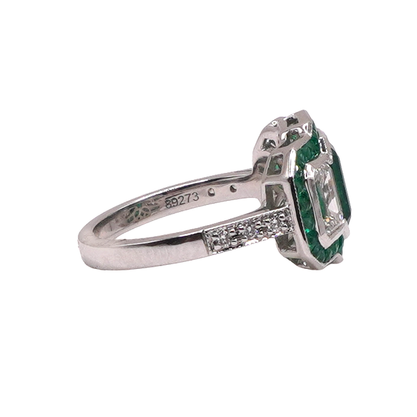 2.33ctw Emerald and 1.87ctw Diamond Ring- 14k White Gold Image 2 Lumina Gem Wilmington, NC
