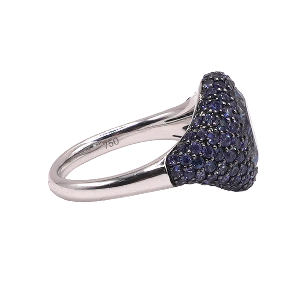 2.23ct Aquamarine and 2ctw Sapphire Ring- 18 k White Gold Image 2 Lumina Gem Wilmington, NC