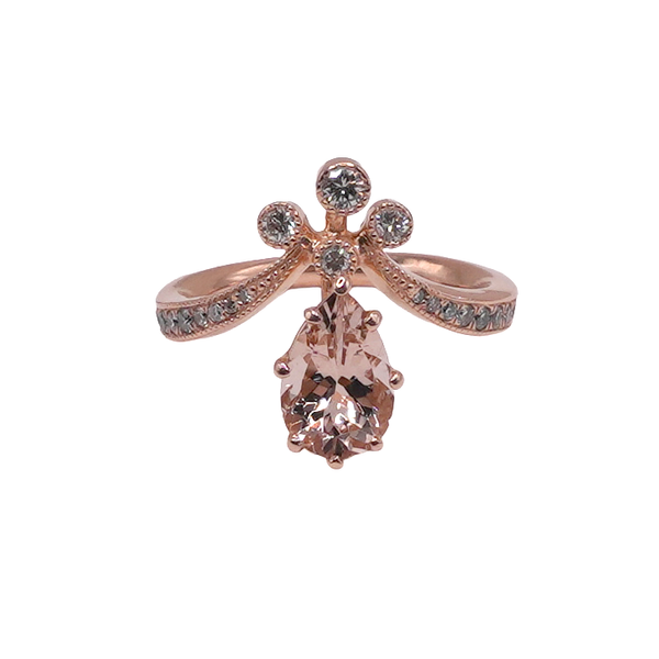 Morganite and Diamond Ring- 14k Rose Gold Lumina Gem Wilmington, NC