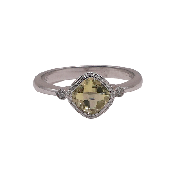 Green Amethyst and Diamond Ring- 14k White Gold Lumina Gem Wilmington, NC