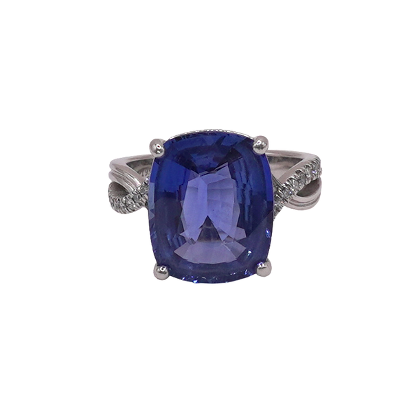 8.25ct Sapphire and .15ctw Diamond Ring- Platinum Lumina Gem Wilmington, NC