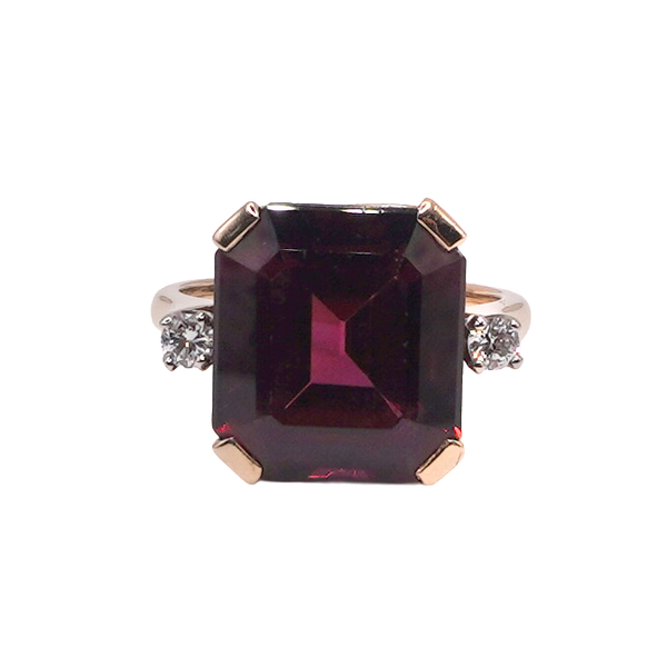 Rhodolite Garnet and Diamond Ring- 14k Yellow Gold Lumina Gem Wilmington, NC