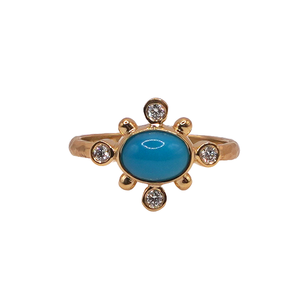 Marika Desert Gold Turquoise and Diamond Ring- 14k Yellow Gold Lumina Gem Wilmington, NC