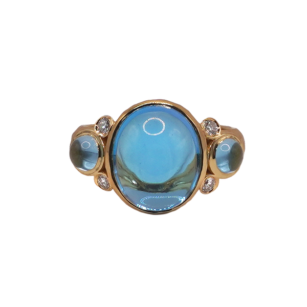 Marika Desert Gold Blue Topaz and Diamond Ring- 14k Yellow Gold Lumina Gem Wilmington, NC