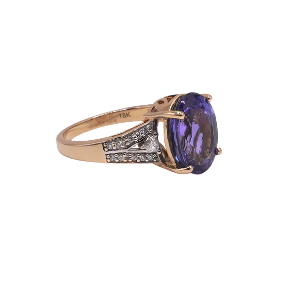 Tanzanite and Diamond Ring- 18k Yellow Gold Image 2 Lumina Gem Wilmington, NC