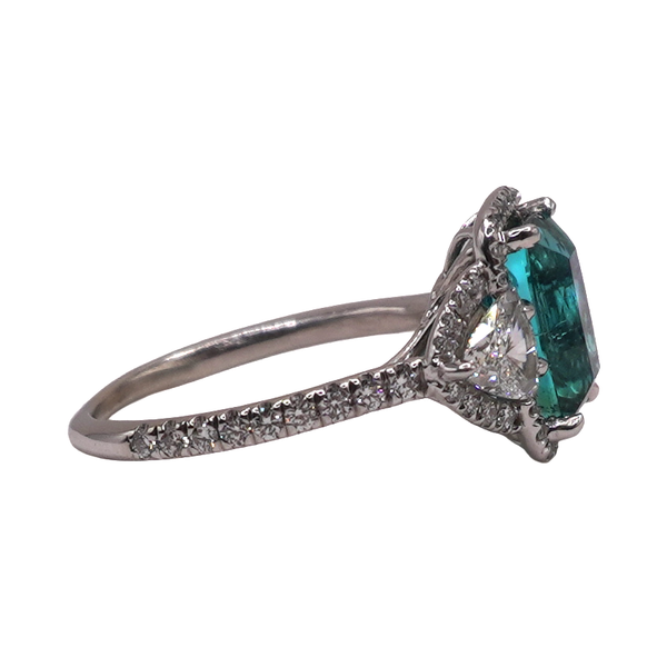 2.85ct Pillow Cut Brazilian Fine Blue Tourmaline in a 1.1ctw Diamond Setting- 14k White Gold Image 3 Lumina Gem Wilmington, NC