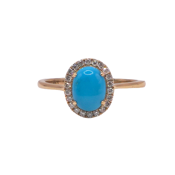 Turquoise and Diamond Ring- 14k Yellow Gold Lumina Gem Wilmington, NC