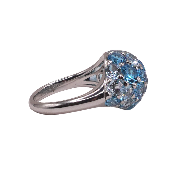Blue Topaz and Aquamarine Ring- 18k White Gold Image 2 Lumina Gem Wilmington, NC