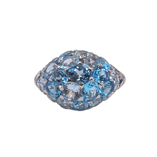Blue Topaz and Aquamarine Ring- 18k White Gold Lumina Gem Wilmington, NC