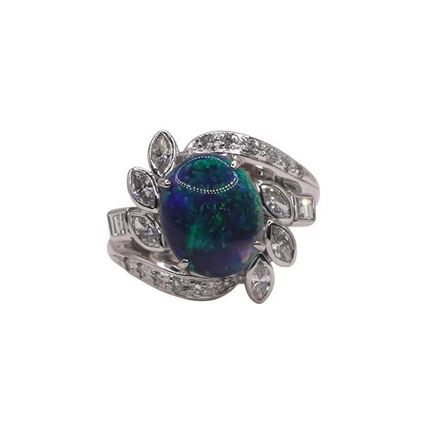 Opal and Diamond Ring- Platinum Lumina Gem Wilmington, NC