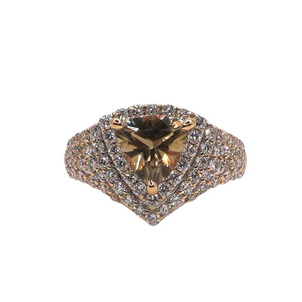 Color Change Diaspore and Diamond Ring- 14k Yellow Gold Lumina Gem Wilmington, NC