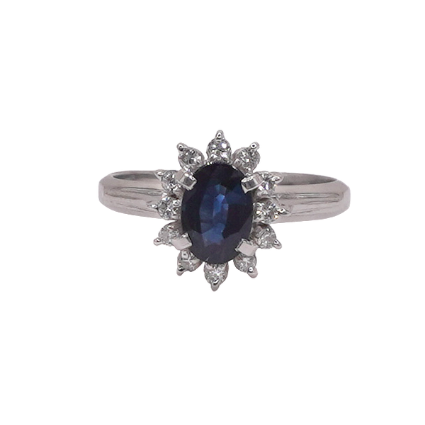 .80ct Sapphire and .18ctw Diamond Ring- Platinum Lumina Gem Wilmington, NC