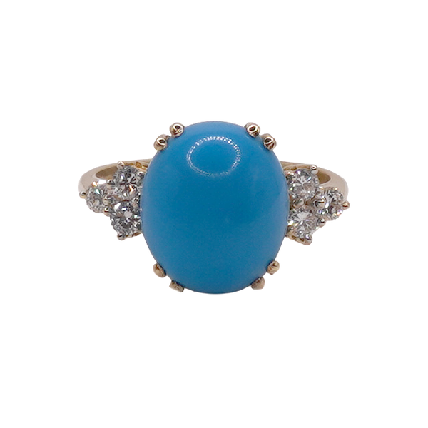 Turquoise and Diamond Ring- 18k Yellow Gold Lumina Gem Wilmington, NC