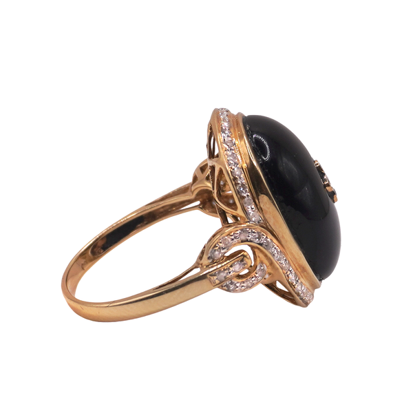 Onyx and Diamond Ring- 14k Yellow Gold Image 2 Lumina Gem Wilmington, NC