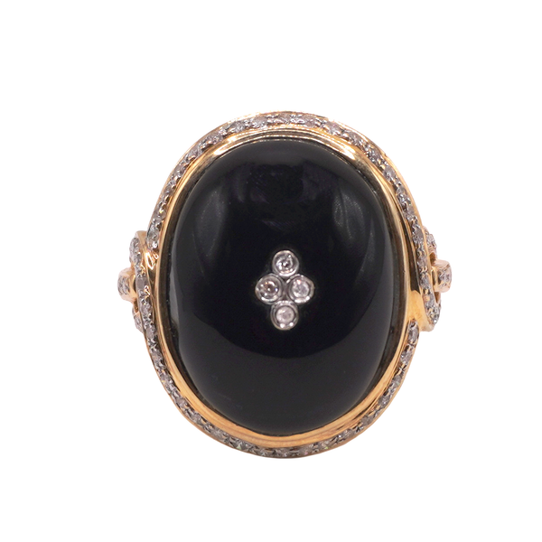Onyx and Diamond Ring- 14k Yellow Gold Lumina Gem Wilmington, NC