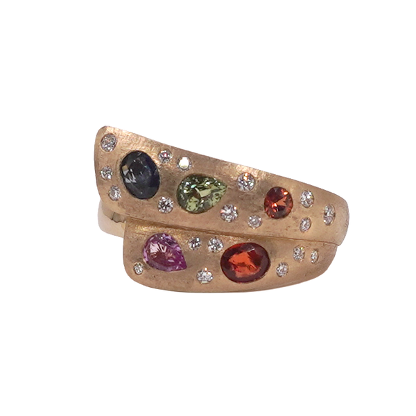 1.05ctw Multicolor Sapphire and Diamond Ring- 14k Yellow Gold Lumina Gem Wilmington, NC