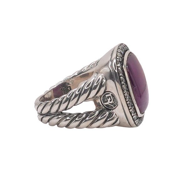 David Yurman Ruby Cabochon and Diamond Albion Sterling Silver Ring Image 2 Lumina Gem Wilmington, NC