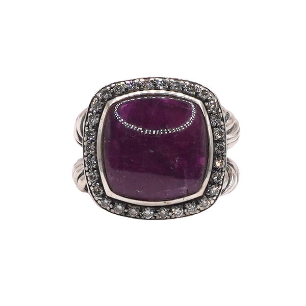 David Yurman Ruby Cabochon and Diamond Albion Sterling Silver Ring Lumina Gem Wilmington, NC