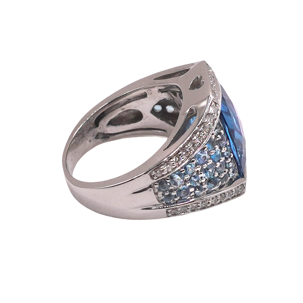 Chunky Blue Topaz Ring- 14k White Gold Image 2 Lumina Gem Wilmington, NC