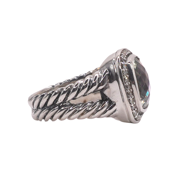 David Yurman Sterling Silver Prasiolite and Diamond Ring Image 2 Lumina Gem Wilmington, NC