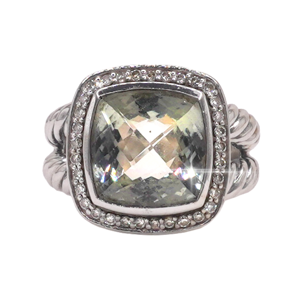 David Yurman Sterling Silver Prasiolite and Diamond Ring Lumina Gem Wilmington, NC