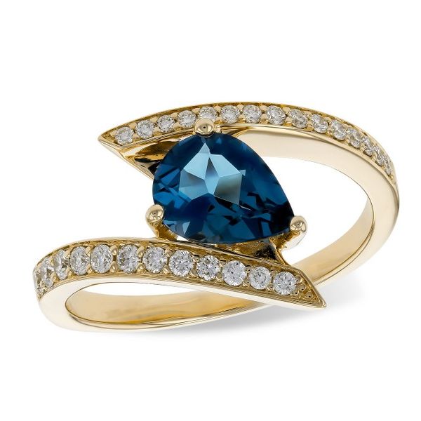 Allison-Kaufman London Blue Topaz and Diamond Ring-14k Yellow Gold Lumina Gem Wilmington, NC